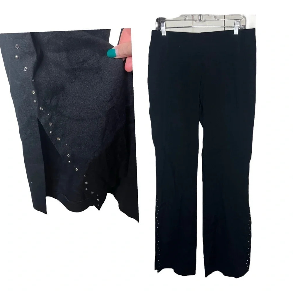 Bebe Y2K Split-Hem Linen Pants 10